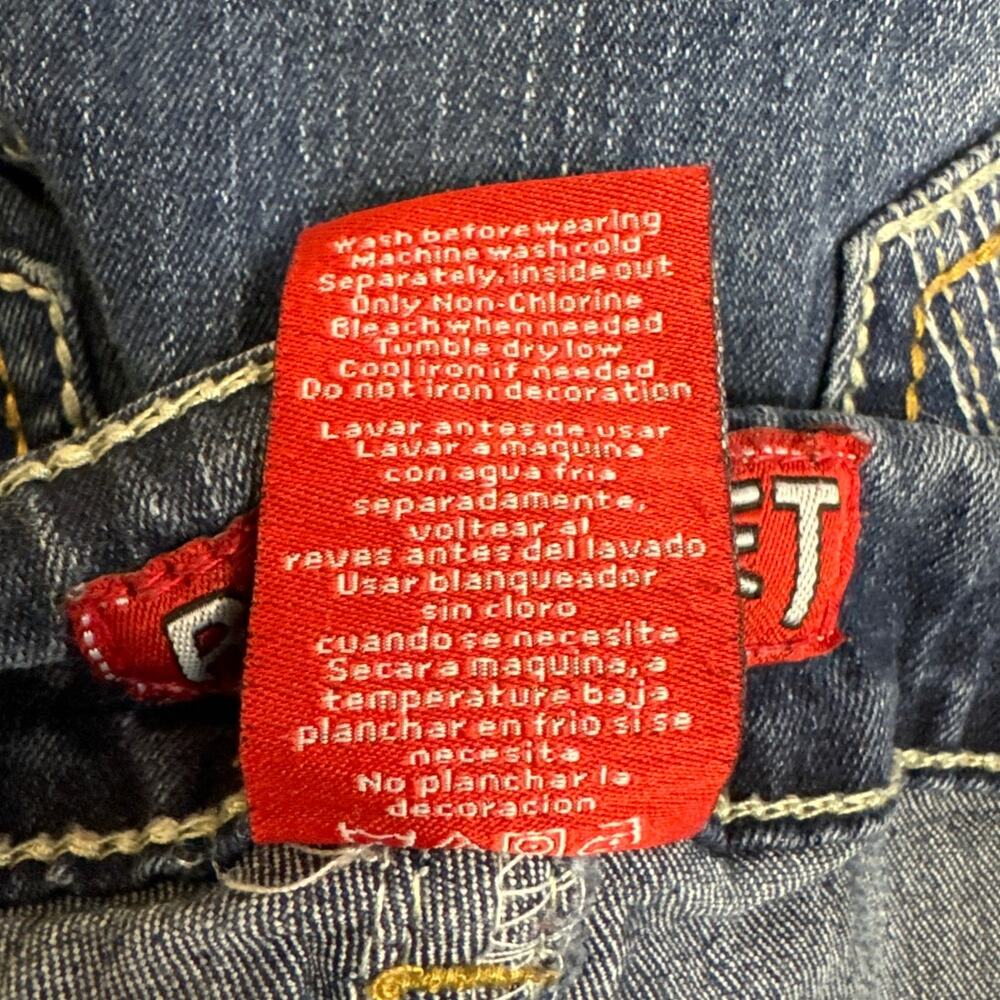 Red Rivet Straight Leg Jeans 18 W Rhinestone Button Envelope Pockets - Picture 6 of 6
